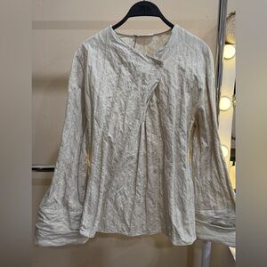 ZARA Asymmetric Cream Textured Blouse XS NWT